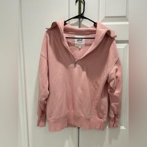 aerie Light Pink Half-Zip Cowl Sweater